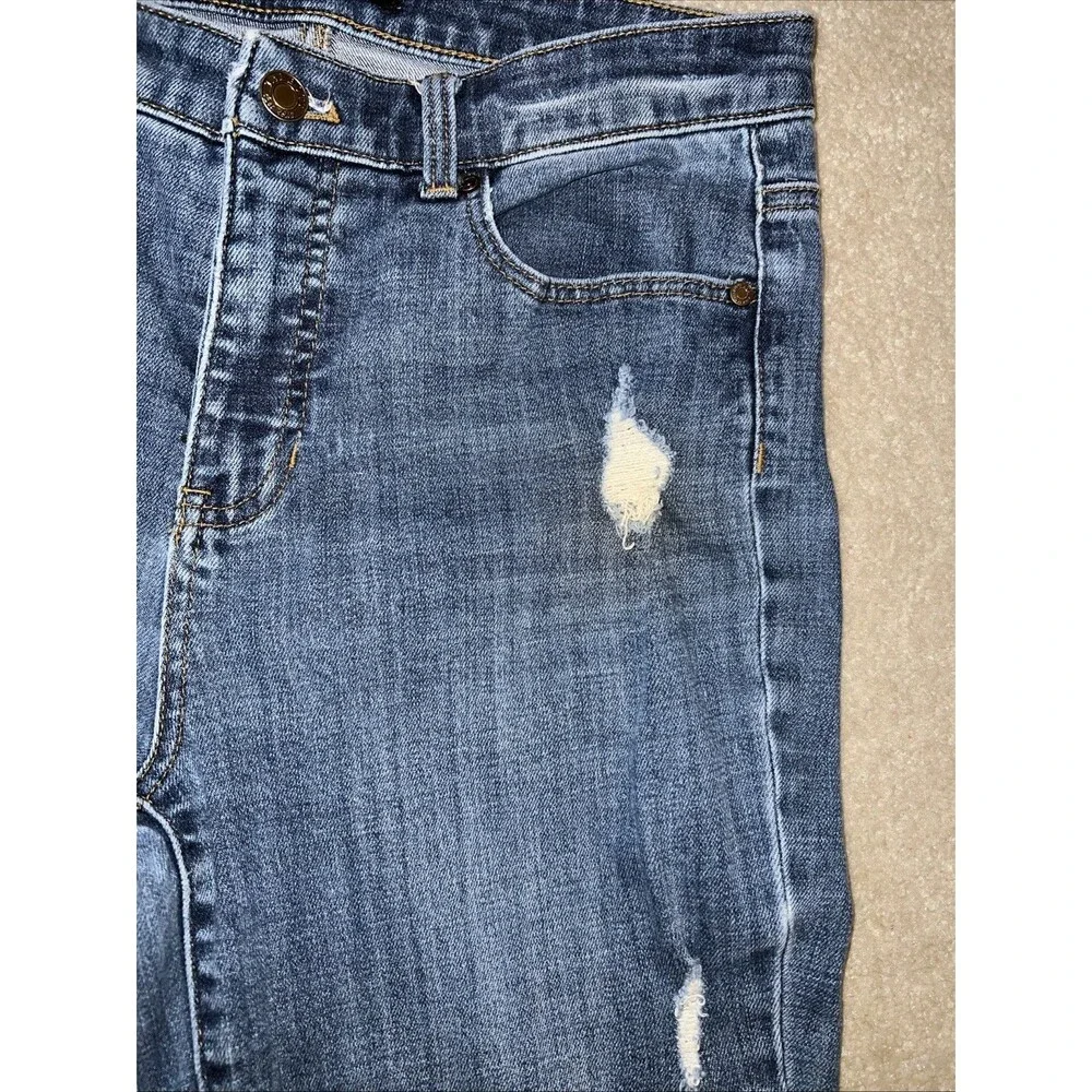 Talbots Slim Jeans Women's Size 4 Blue Stretch Denim Pants Frayed Hem